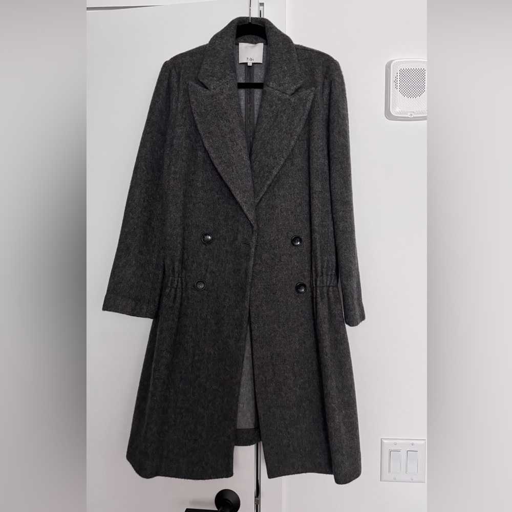 Tibi Plush Wool Dropwaist Coat